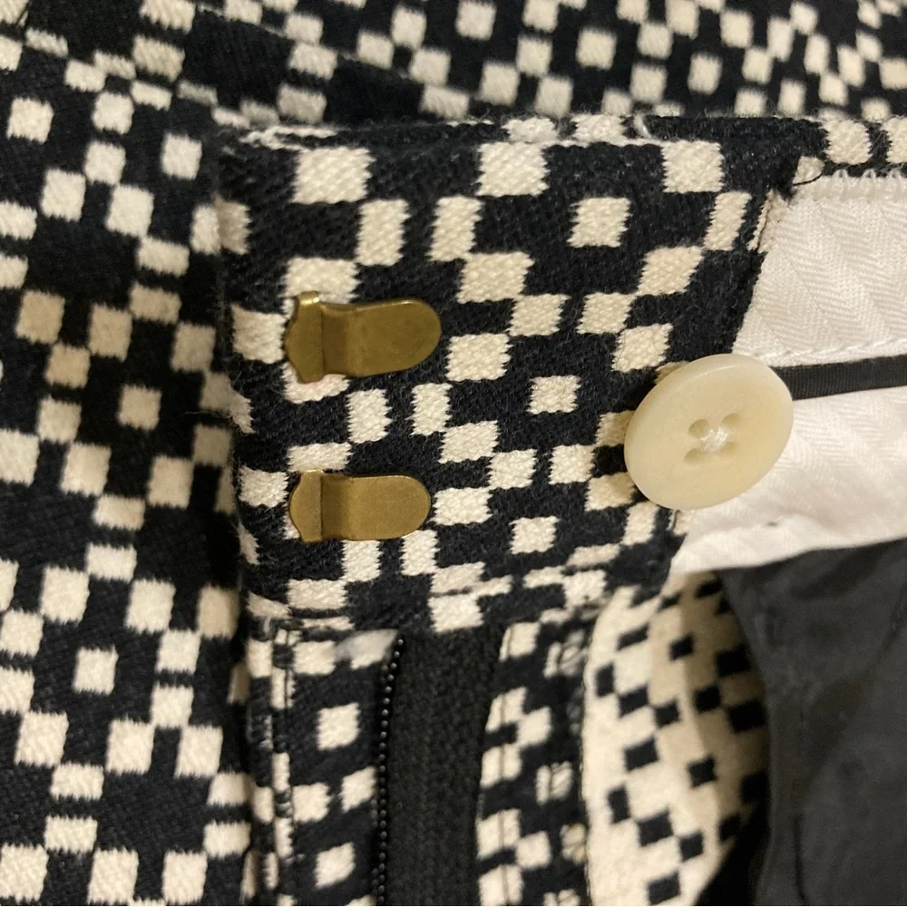 J. Crew Black & White Teddie Pants With Geometric Jacquard - Size 00 - Picture 10 of 13